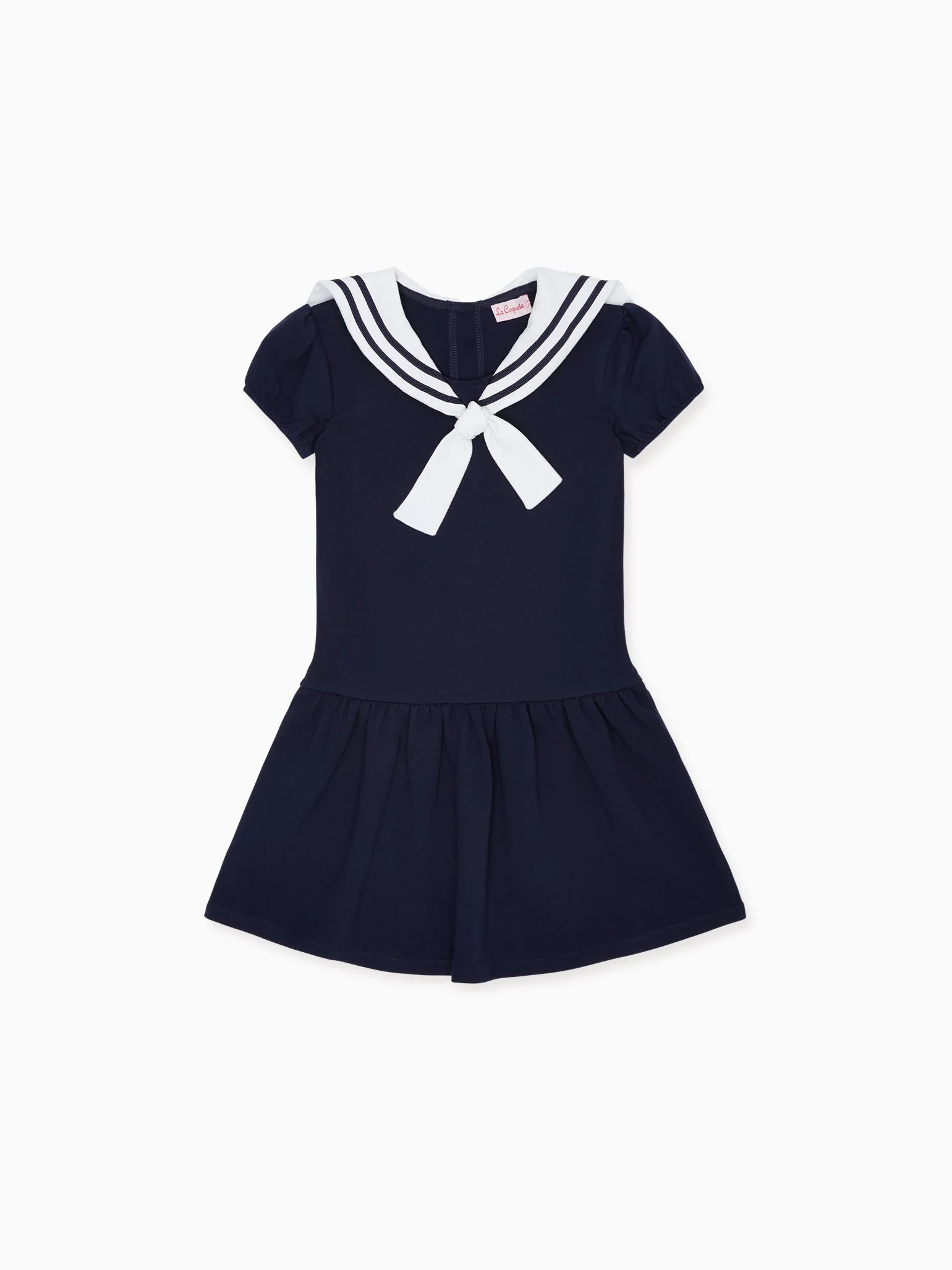Navy Crisanta Girl Nautical Drop Waist Dress | La Coqueta (US)