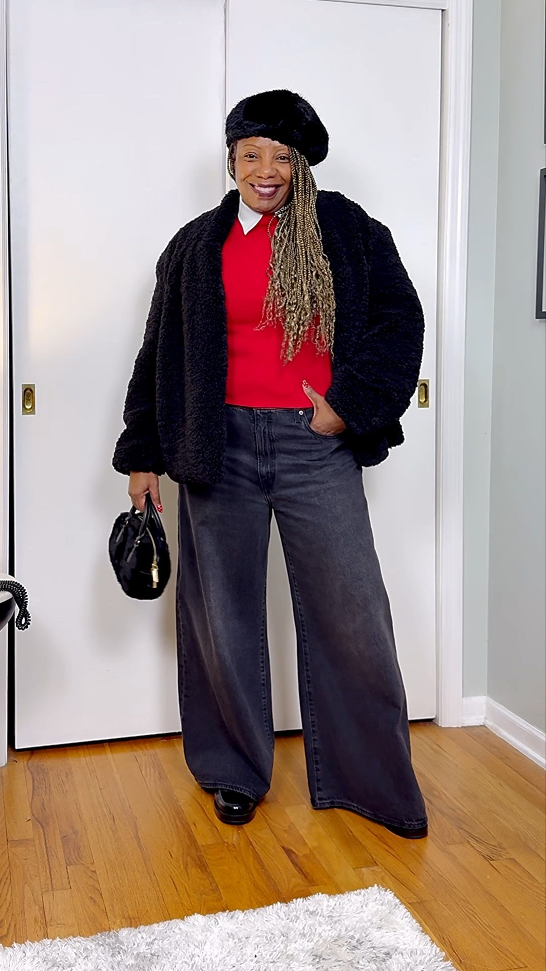Cozy Winter Layers with a Pop of Red
Cold-weather layers made simple: a bold red sweater, crisp collared shirt, wide-leg charcoal denim, plush black coat, platform shoes, and a classic beret. A polished everyday winter look you can repeat. Exact + similar pieces linked here for easy shopping.

#LTKMidsize #LTKOver40 #LTKootd
