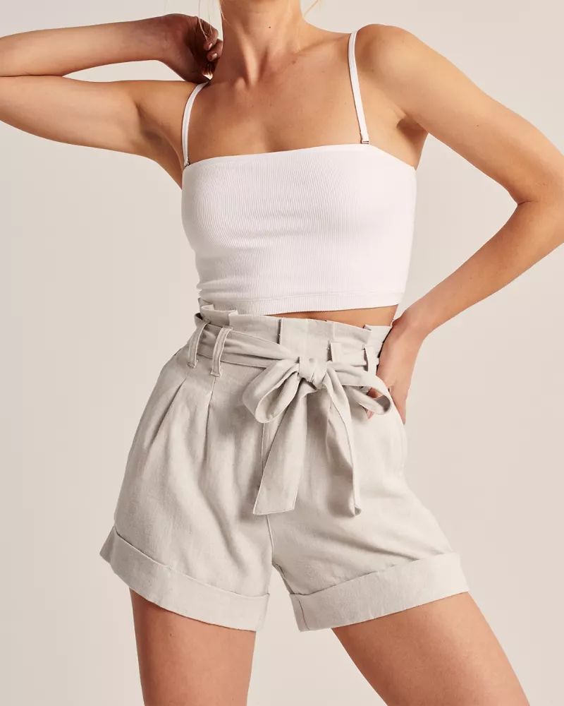 Linen-Blend Belted Shorts | Abercrombie & Fitch (US)
