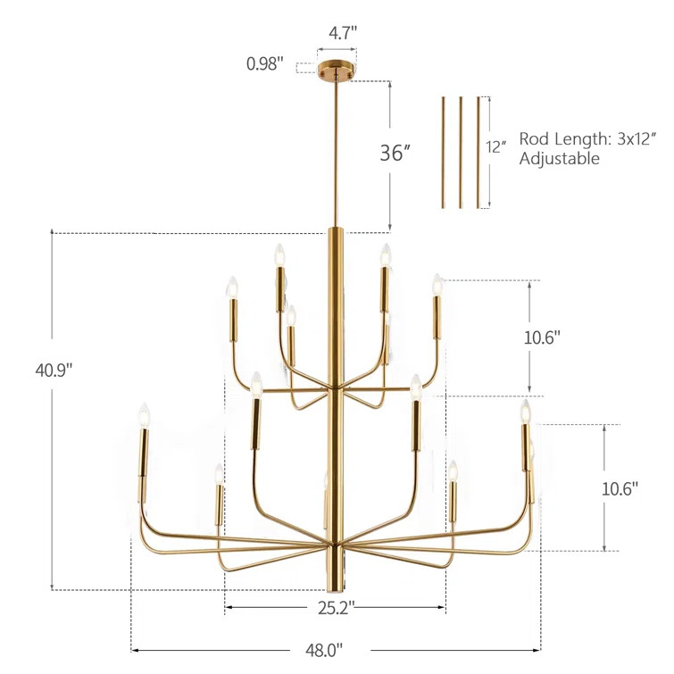 Yanibel 15-Light 2-Tier Minimalist Candlestick Chandelier | Wayfair North America