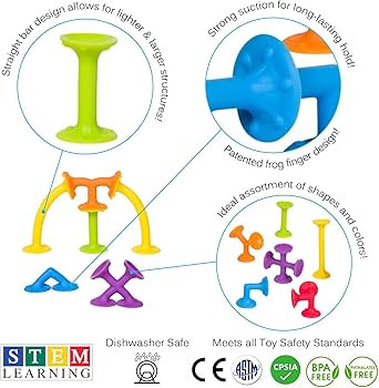 Froogly - 25 Piece Suction Toys | Montessori Bath Construction Building Set Silicone Preschool Da... | Amazon (US)