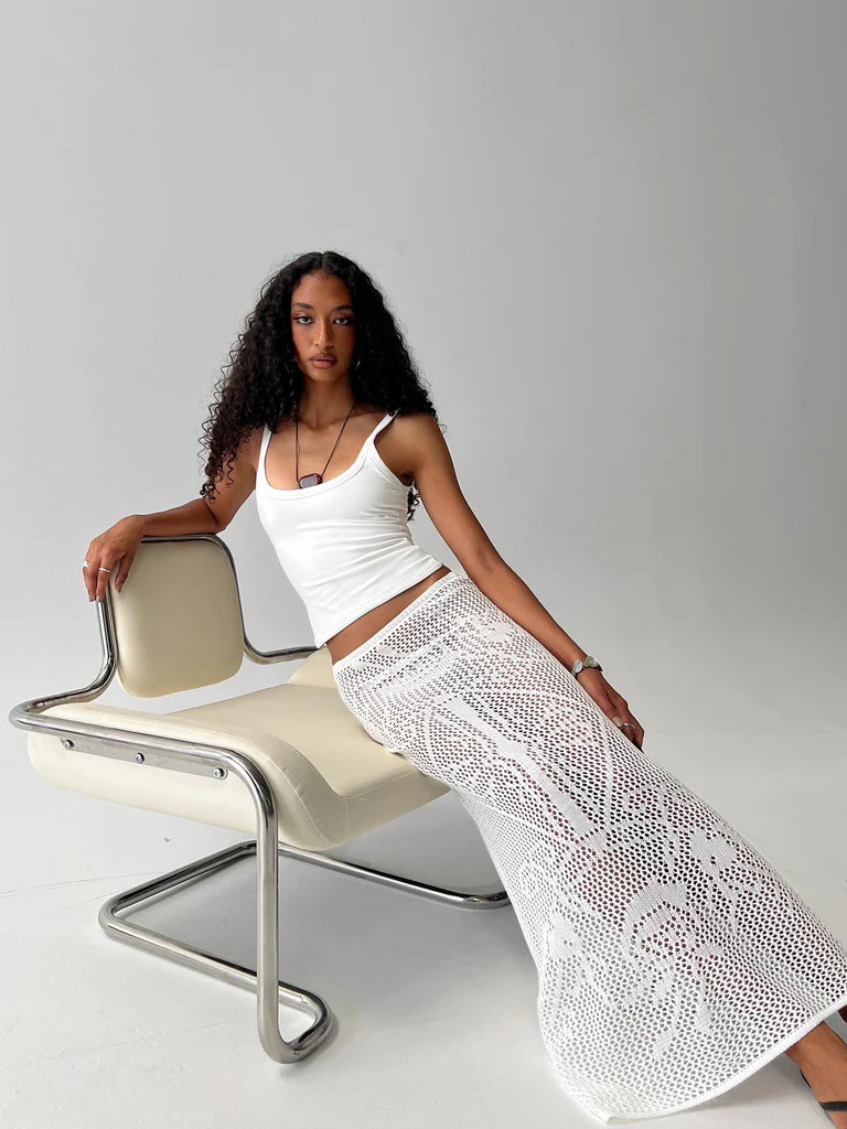 Wisteriah Sheer Maxi Skirt White | Princess Polly US