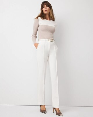 Women's Double Weave Zoey Straight Pants in White size 2 | White House Black Market, Business Casual Work Clothes | White House Black Market