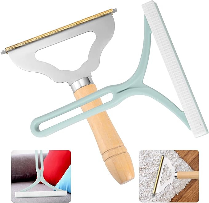 2pcs Manual Portable Fabric Shaver, 1 Metal Carpet Lint Scraper for Furniture Pet Hair Removal (1... | Amazon (US)