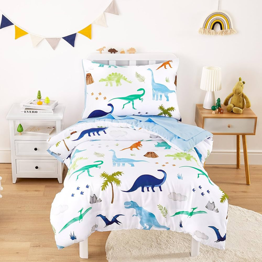 Wake In Cloud - Toddler Bedding Set for Boys, 4 Pieces Soft Crib Bed Set Including Comforter, Fit... | Amazon (US)