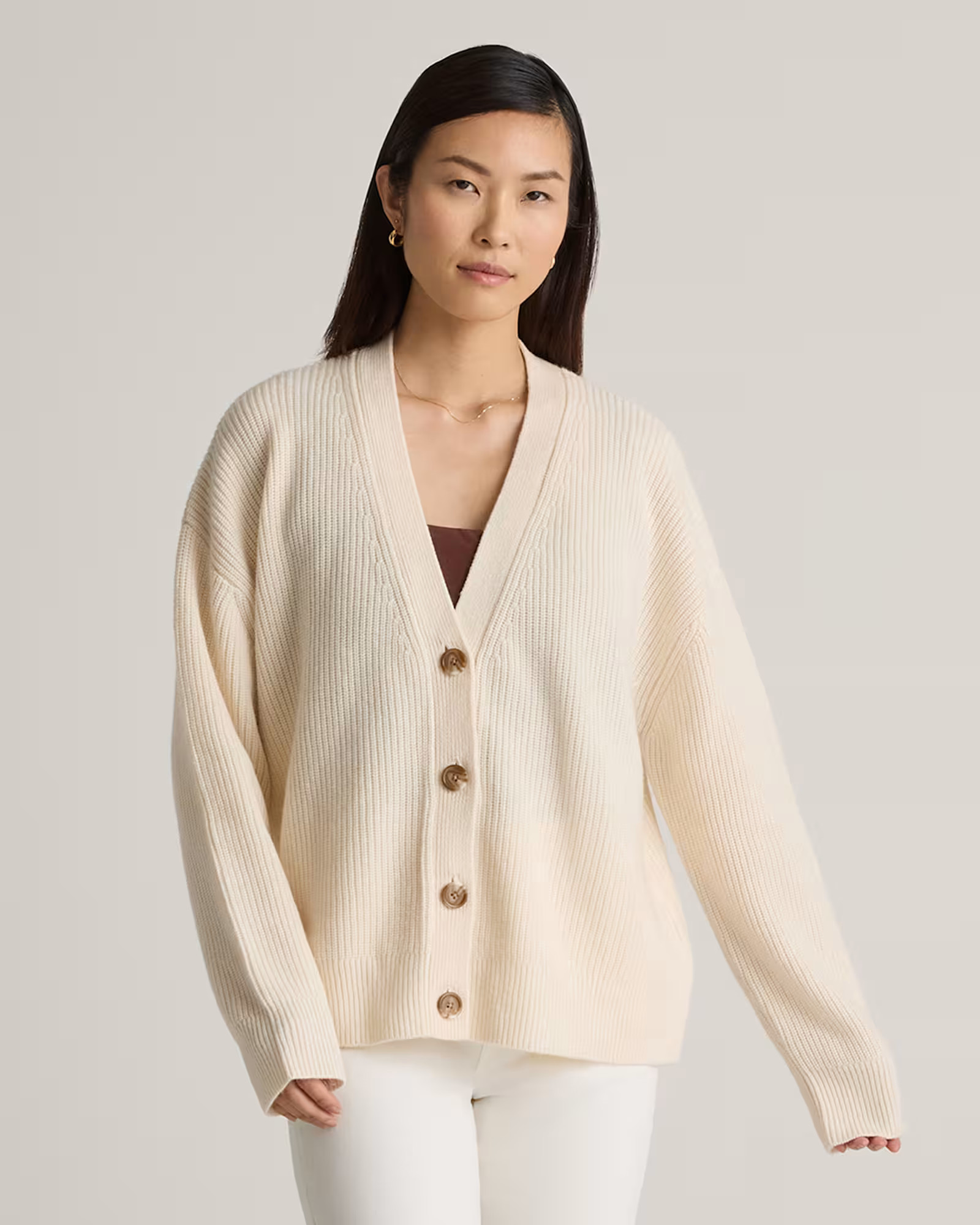 Mongolian Cashmere Fisherman Boxy Cropped Cardigan Sweater | Quince