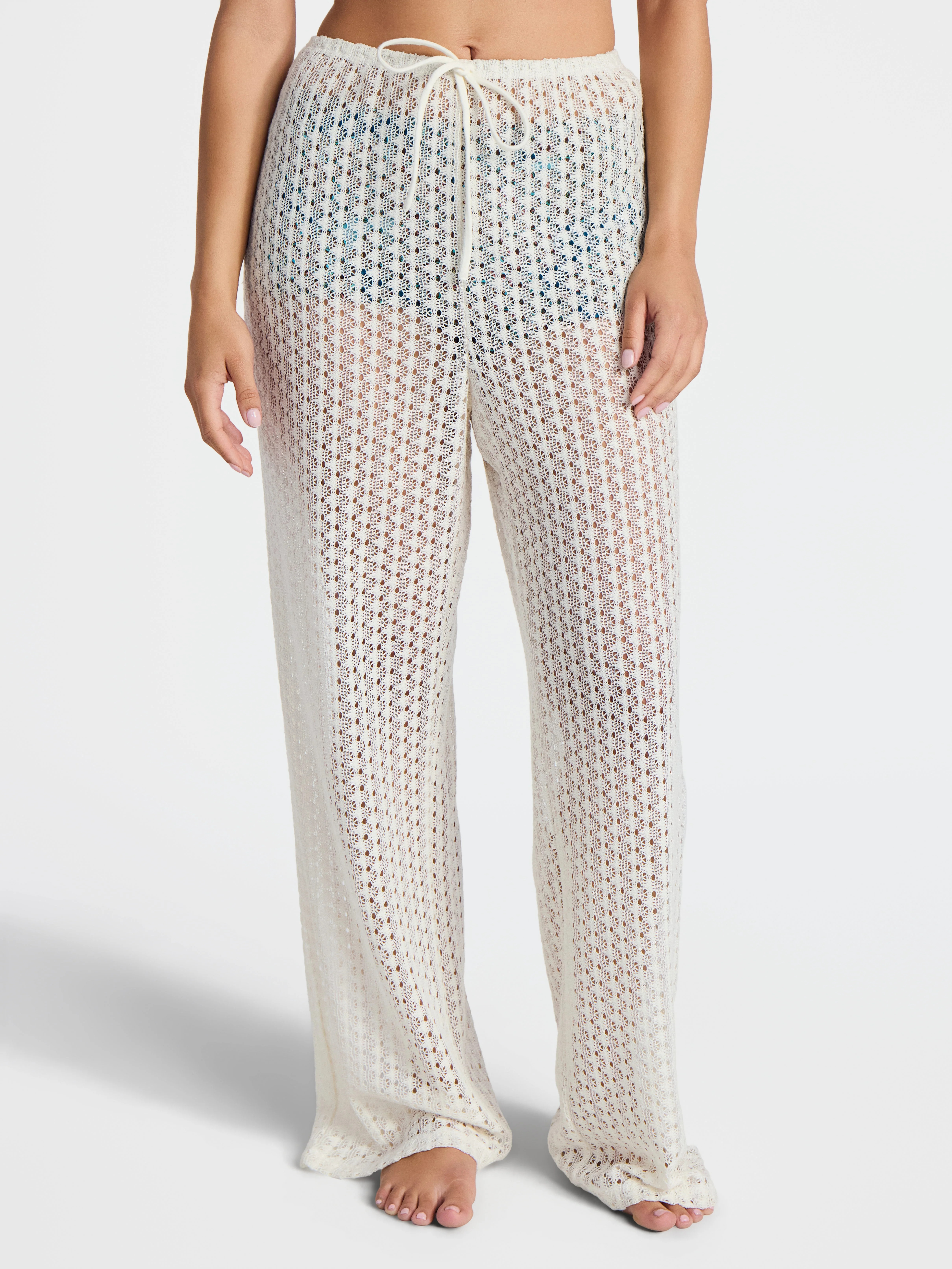 No Boundaries Crochet Wide Leg Pants Swim Coverup, Women's | Walmart (US)