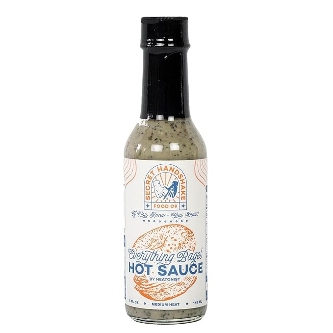 Everything Bagel Sauce by Secret Handshake Food Co., Mild Heat Hot Sauce With Flavors of Scorpion... | Amazon (US)