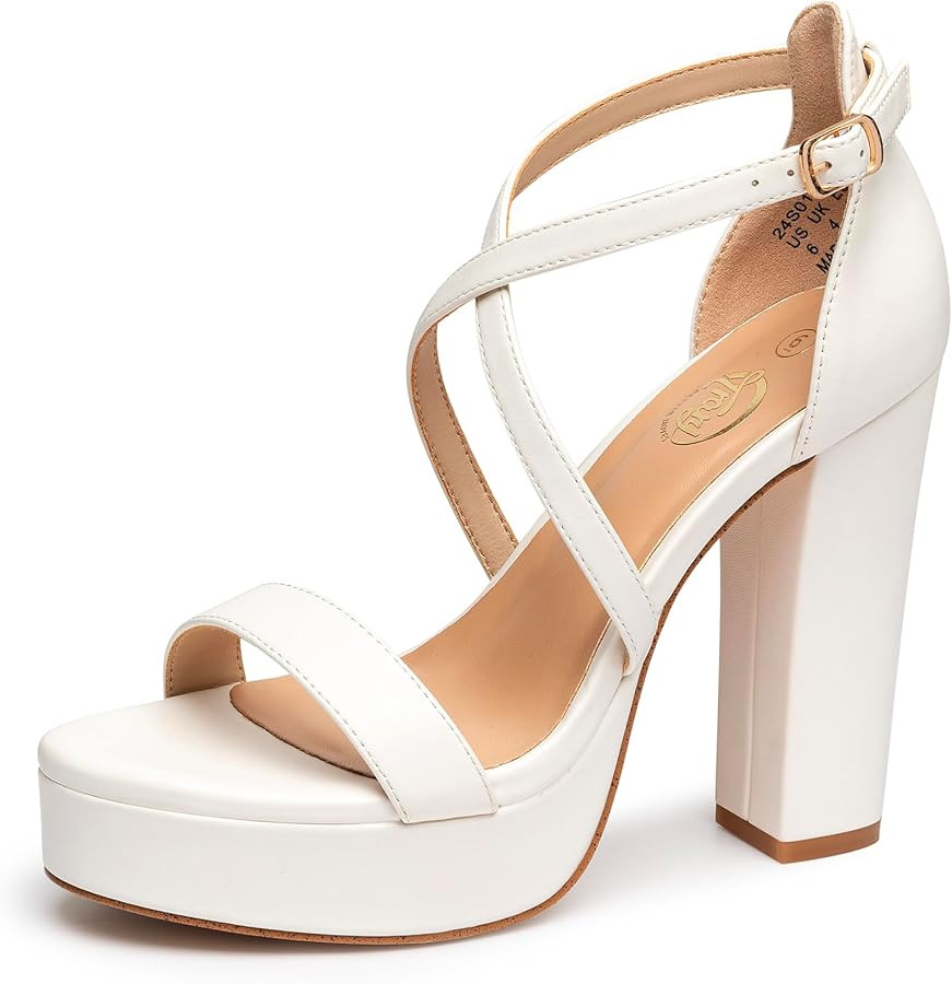 Trary Women's Strappy Platform Chunky High Heels Sandals Fashion Comfortable Open Toe Block Heels... | Amazon (US)