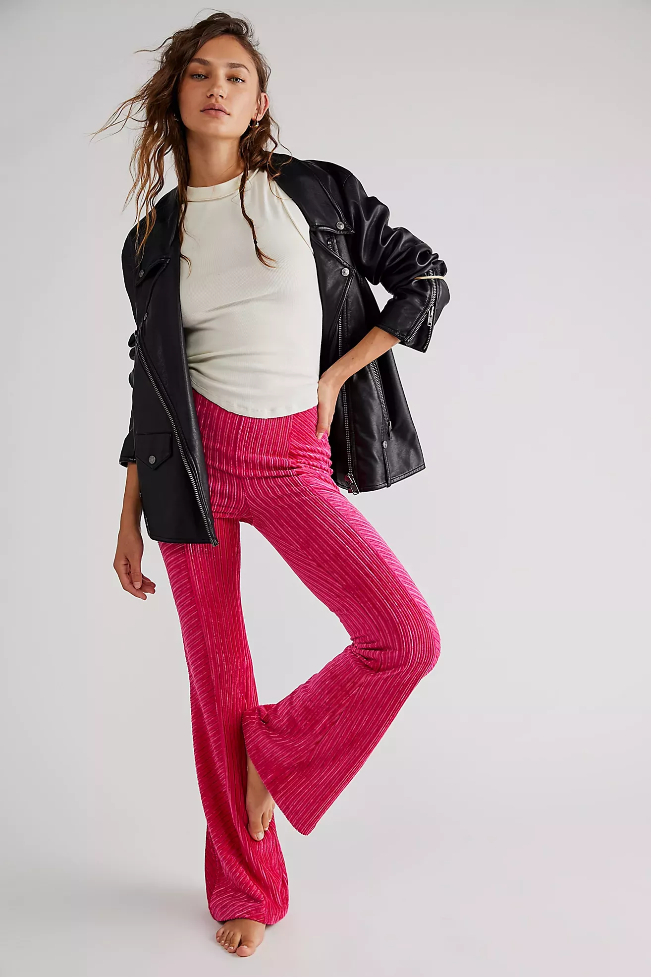 Slim Pull-On Velvet Flare Pants