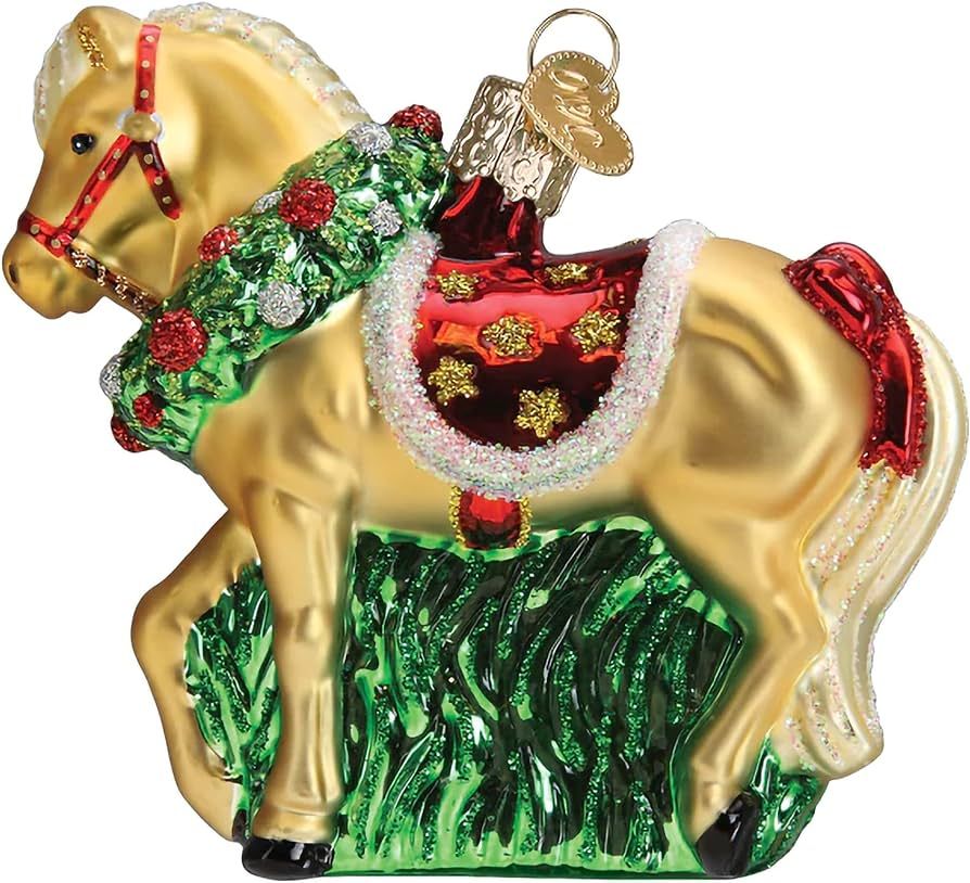 Old World Christmas Horse with Wreath Glass Blown Ornament for Christmas Tree | Amazon (US)