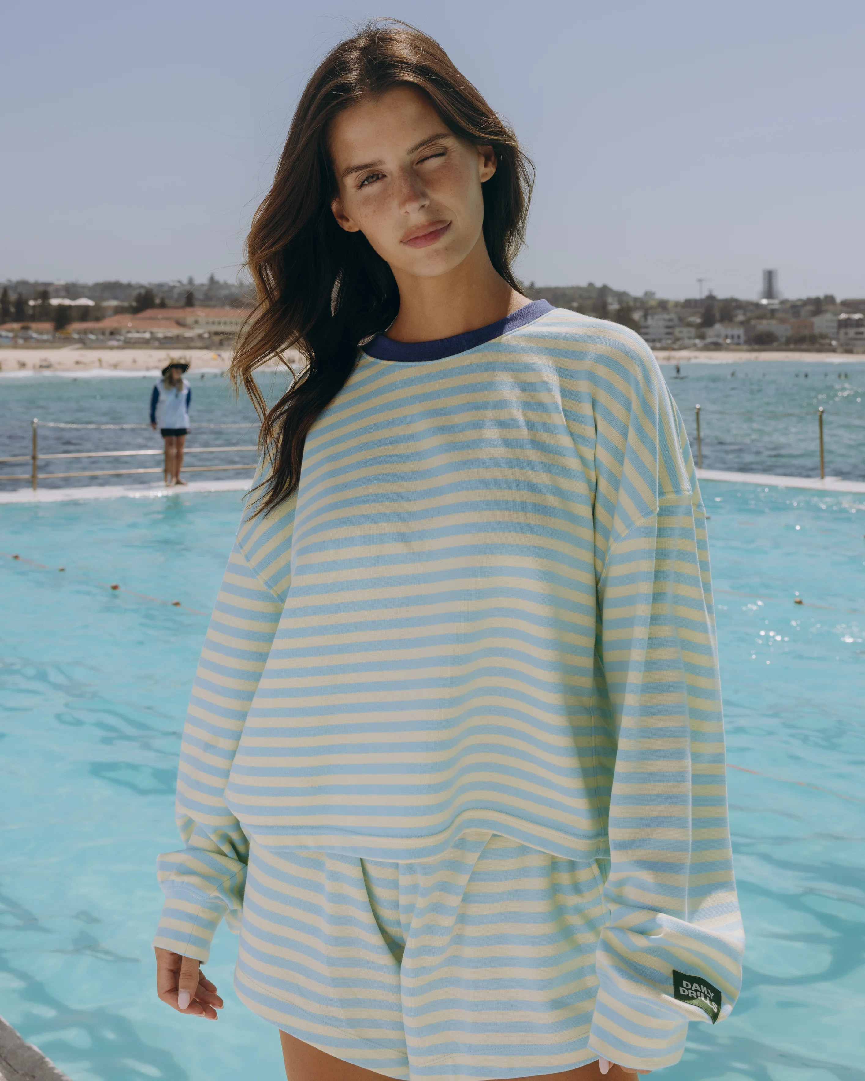 Striped Cotton Long Sleeve - Lemonade + Malibu Stripe | Daily Drills LLC
