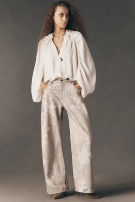 Pilcro High-Rise Puddle Curve Patterned Jeans | Anthropologie (US)