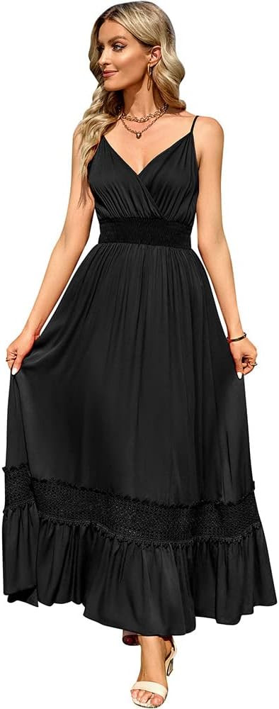 Women’s Summer Dress Casual Loose Kimono Maxi Dress Wrap V Neck Spaghetti Strap Sleeveless Beac... | Amazon (US)