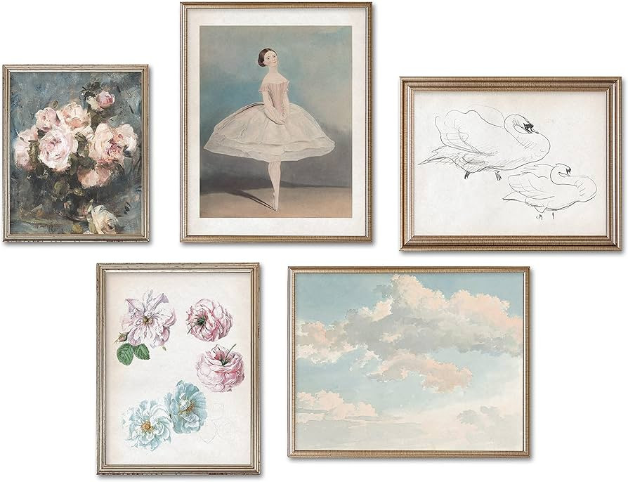 Girls Room Wall Art Decor - Set of 5 Posters // Soft Pink Baby Girl Room Decor Prints // Baby Gir... | Amazon (US)