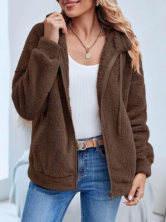 GAMISOTE Womens Fuzzy Sherpa Fleece Jacket Zip Up Oversized Winter Warm Sweatshirt Hoodies 2024 | Amazon (US)