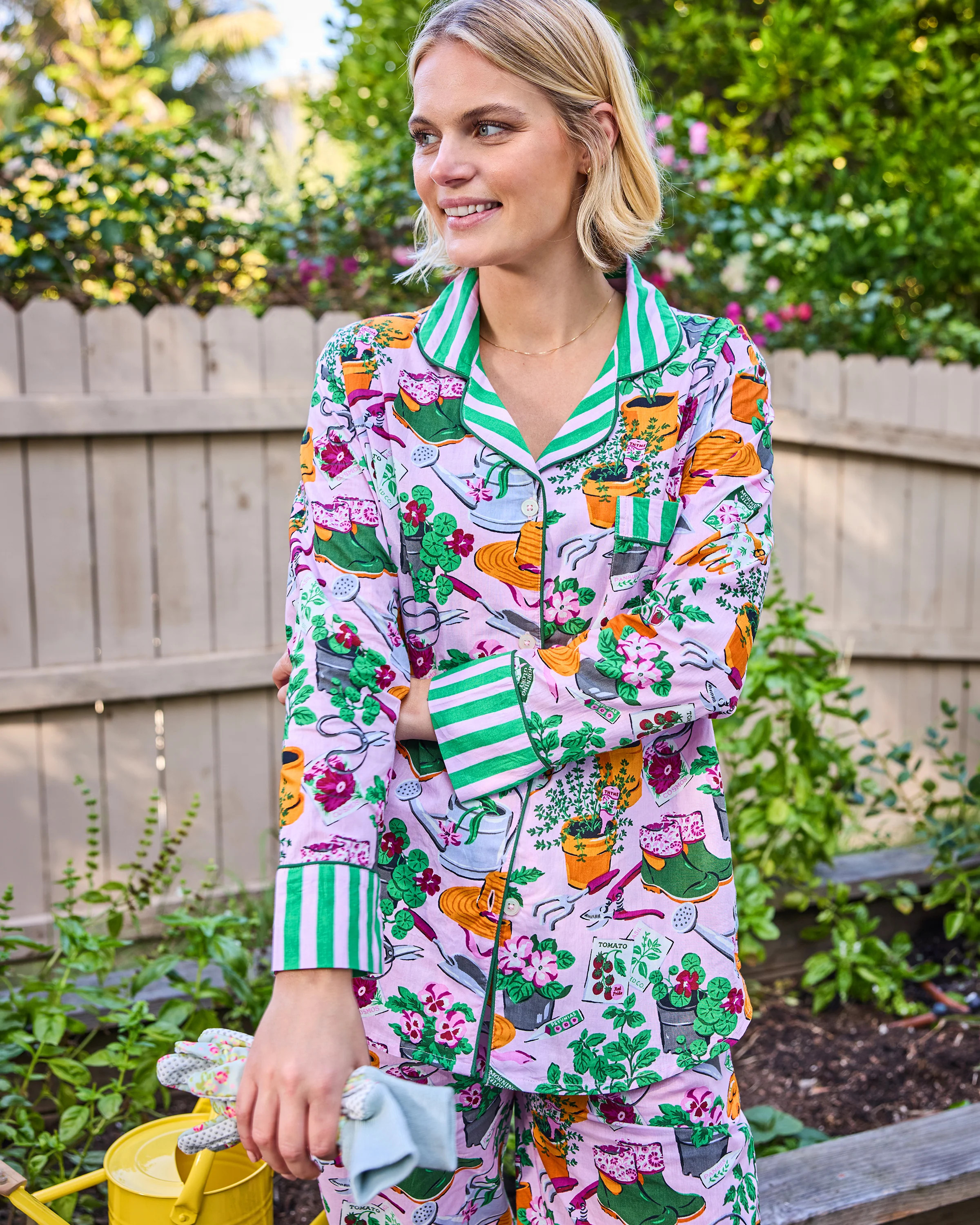 Green Thumb - Long PJ Set - Pink Cosmos | Printfresh