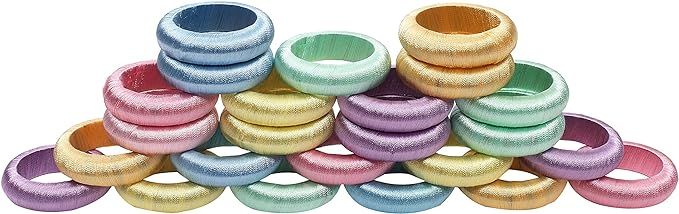 Alpha Living Home Spring Napkin Rings Set of 24, Pastel Color Napkin Holders, Napkin Rings Bulk f... | Amazon (US)