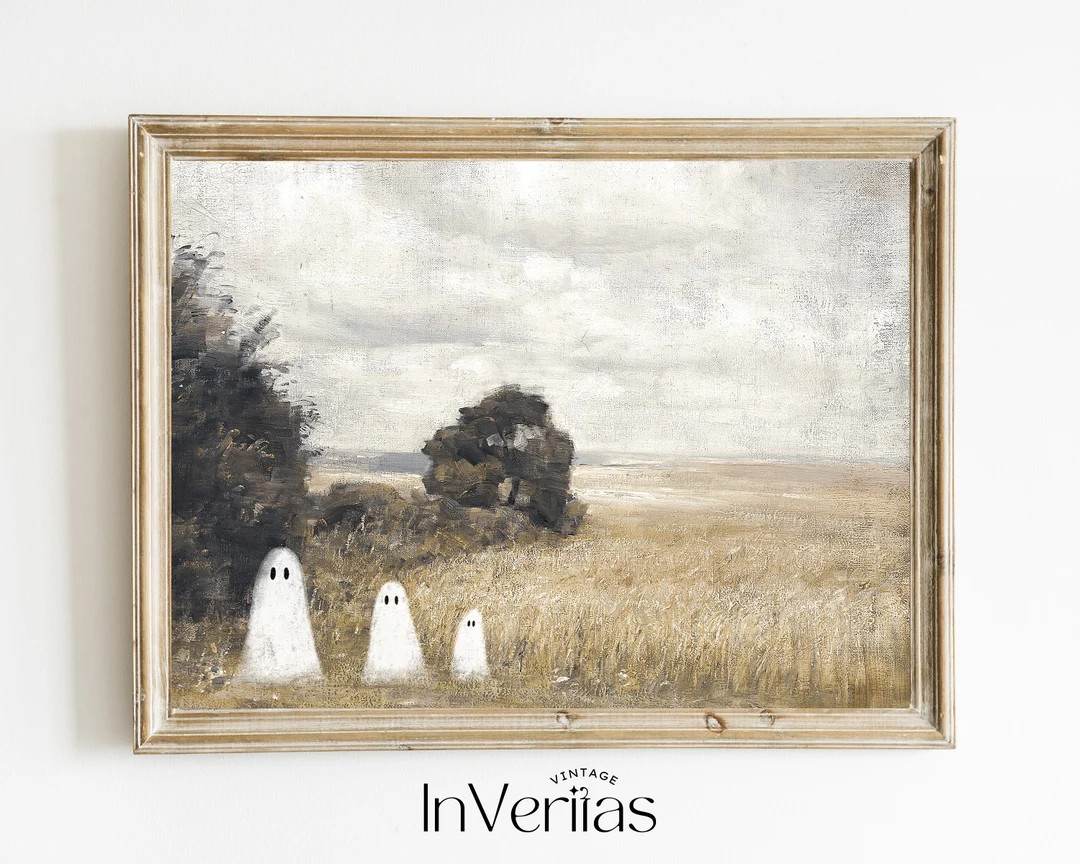 Ghost Family on Country Field Vintage Painting Farmhouse - Etsy | Etsy (US)
