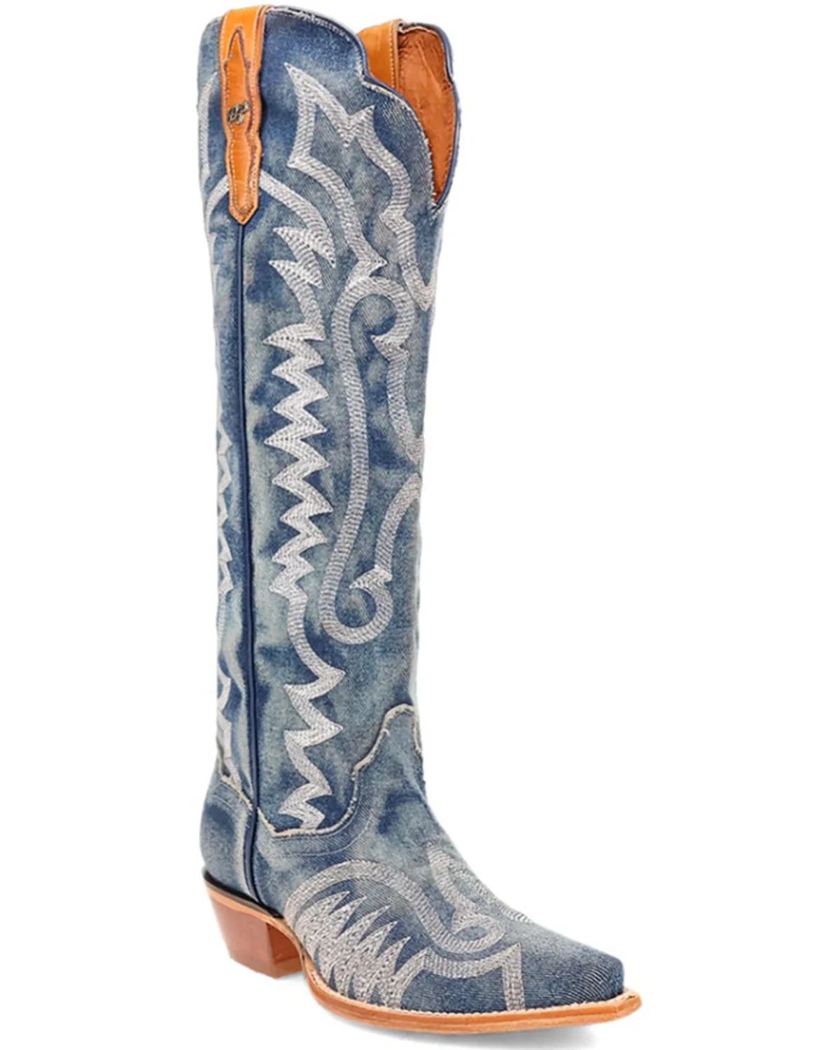 Dan Post Women's Denim Darlin' Tall Western Boot Snip Toe Blue 7 M  US | Walmart (US)