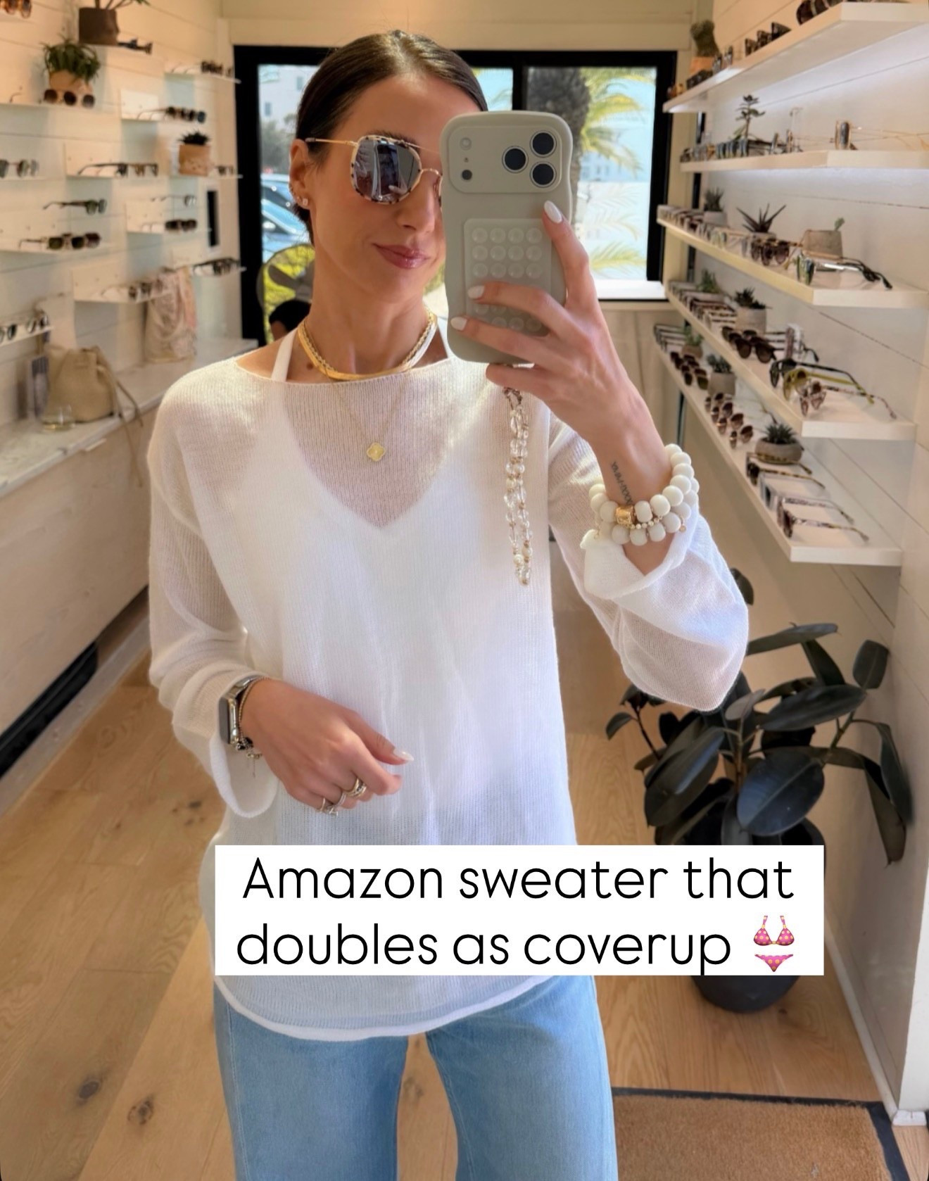 this amazon sweater is my favorite little throw on piece. lightweight and slightly sheer so it works perfectly as a beach coverup, but i also love it layered over a tank with jeans for everyday. easy, elevated, and one of those pieces you’ll keep reaching for

amazon fashion, lightweight sweater, beach coverup, summer layers, casual outfit, everyday style, annabrstyle 

#LTKSwim #LTKTravel #LTKSeasonal