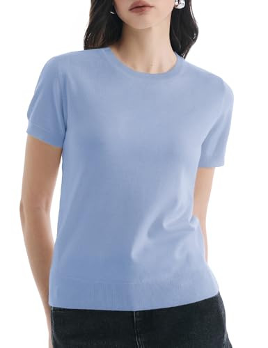 Women's Short Sleeve Sweaters Crew Neck Tops Lightweight Loose Fit Pullover Grace in Motion Colle... | Amazon (US)