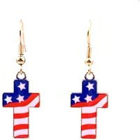 American Flag Patriotic Cross Earrings | Etsy (US)