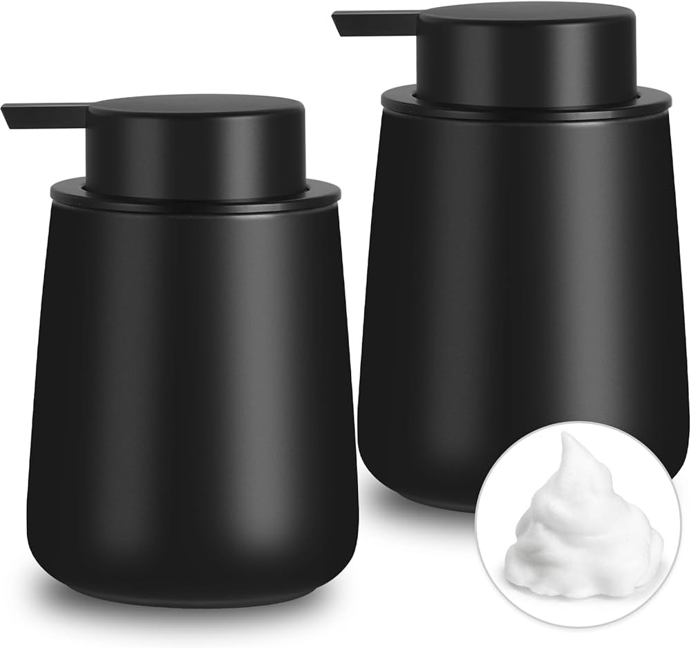 Mierting Foaming Soap Dispenser, 2 Pack Black Foam Hand Soap Dispenser for Bathroom & Kitchen, 12... | Amazon (US)