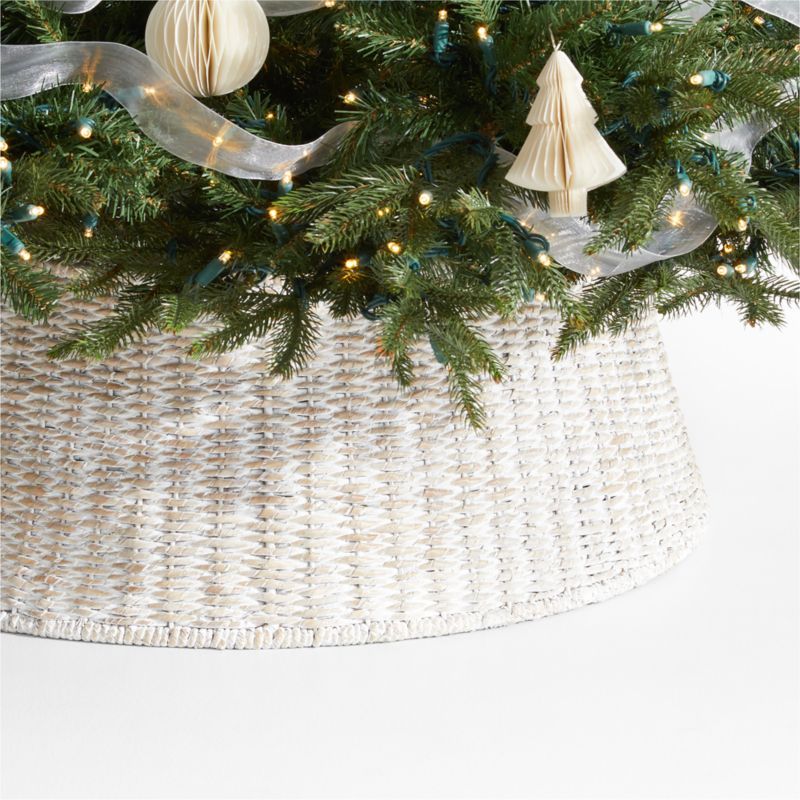 Whitewash Woven Christmas Tree Collar | Crate and Barrel | Crate & Barrel