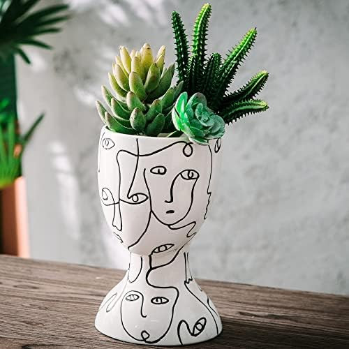 Mowtanco Ceramic Vase Irregular Face Design, Modern Decorative Vase for Home Decor, Flower Vase f... | Amazon (US)
