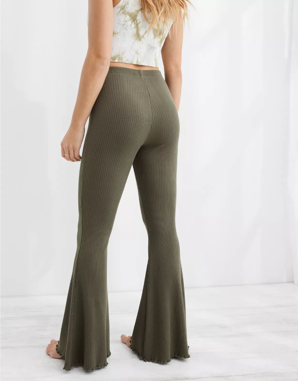Aerie Kick-It Ribbed High Waisted Super Flare Pant | American Eagle Outfitters (US & CA)