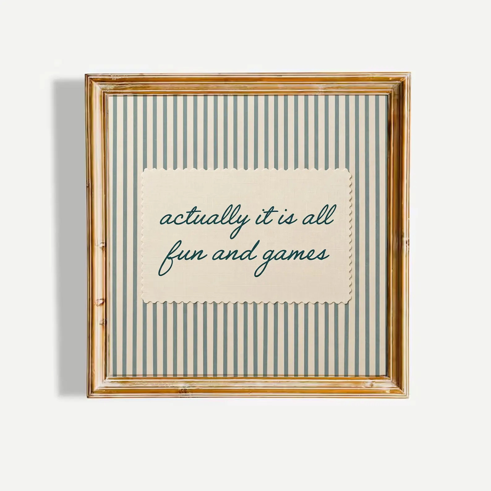 Actually It Is All Fun and Games Print, Blue Striped Quote Poster, Funny Wall Art | Etsy (Global)