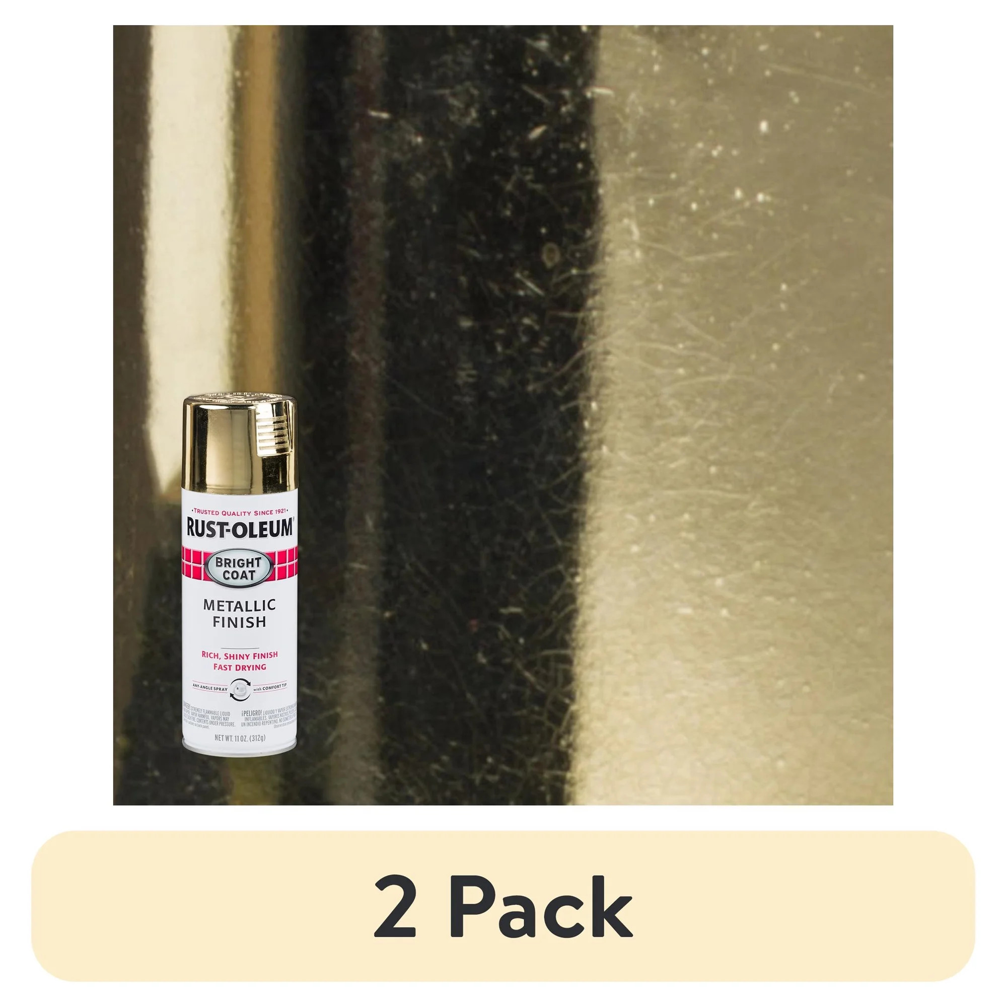 (2 pack) Gold, Rust-Oleum Stops Rust Bright Coat Metallic Spray Paint-7710830, 11 oz | Walmart (US)
