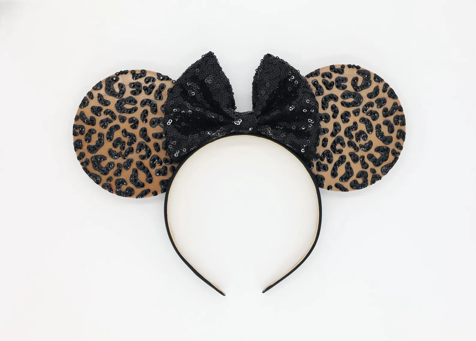 3D Safari Leopard Black Rhinestone Mouse Ears | Etsy (US)