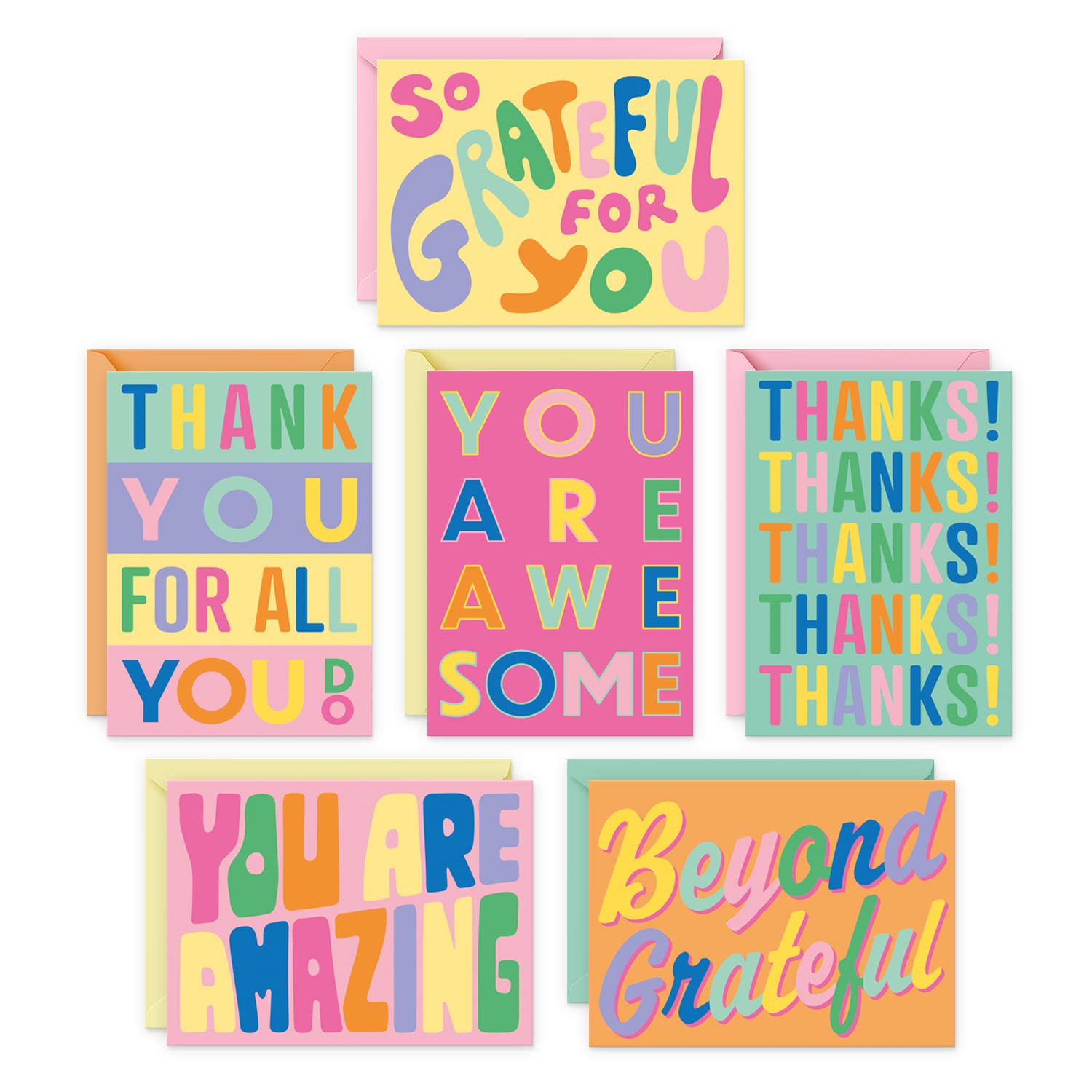 Sweetzer & Orange S&O Fun Thank You Cards with Envelopes, Set of 24 Assorted Gratitude Note Cards... | Amazon (US)