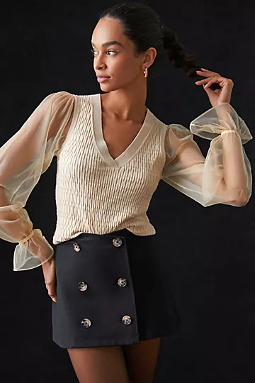Maeve Sheer-Sleeve Sweater | Anthropologie (US)