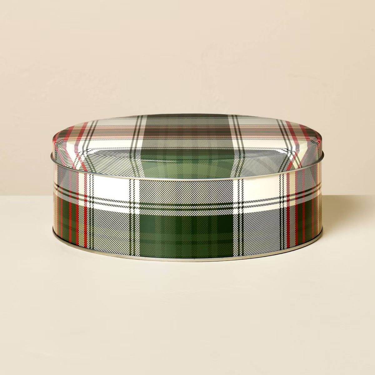 Traditional Plaid Christmas Gift Tin Green/Red/Cream - Hearth & Hand™ with Magnolia | Target