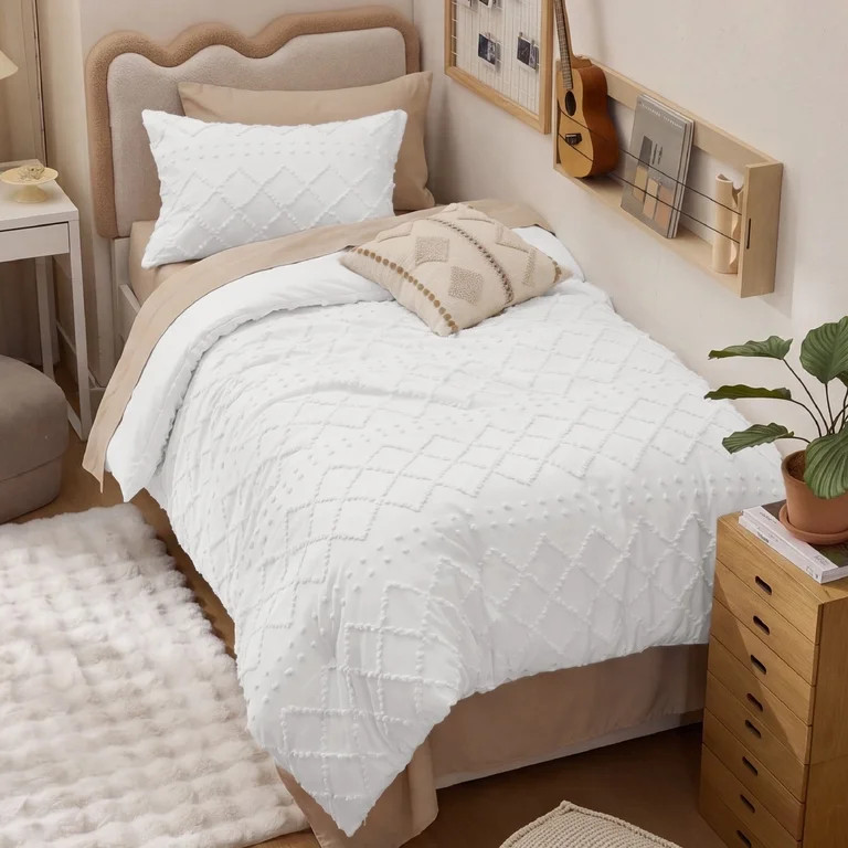 U by Bedsure Twin XL Comforter Set, 2 Pieces White Boho Tufted Shabby Bedding Comforter Set, Vint... | Walmart (US)