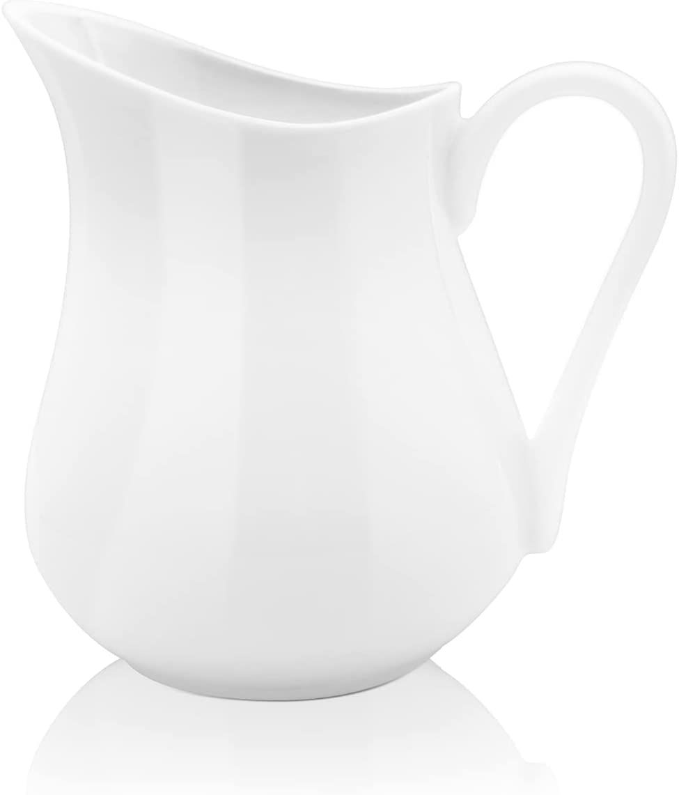 Nucookery 8 Oz Classic White Fine Porcelain Creamer with Handle,Small Creamer Pitcher For Sauces ... | Amazon (US)