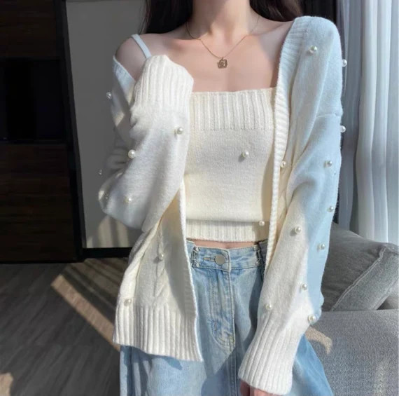 Lilac / Purple / Green / Cream Soft Knit Crop Top and Cardigan | Etsy | Etsy (US)