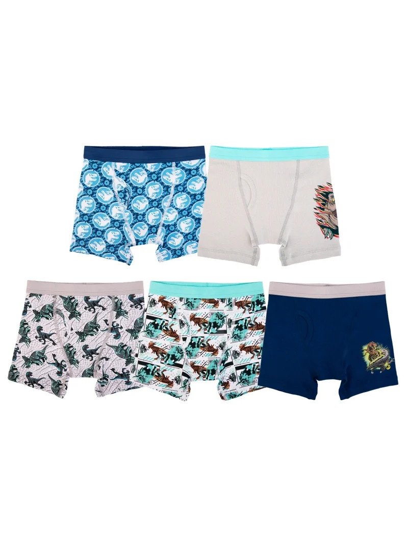Jurassic World Boys Cotton Boxer Brief Character Underwear, 5-Pack, Size 4-8 | Walmart (US)