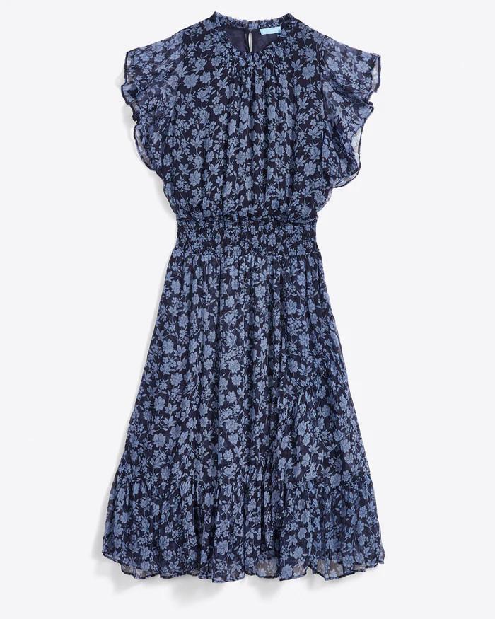 Kacey Faux Wrap in Navy Magnolia | Draper James (US)