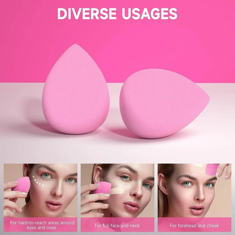 FACEMADE 6 Pcs Makeup Sponges Set, Makeup Sponges for Foundation, Latex Free Beauty Sponges, Pink | Walmart (US)