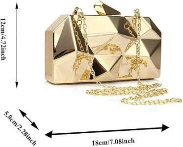 Women Geometric Lattice Pattern Metal Evening Bag Party Wedding Bridal Prom Purse Crossbody Bag w... | Amazon (US)