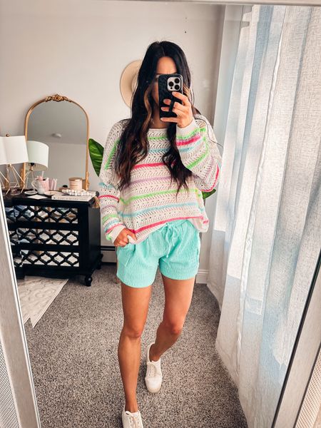 Casual summer outfit. Terry shorts, knitted sweater  

#LTKActive #LTKstyletip #LTKSeasonal