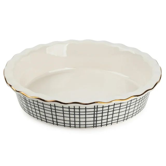 Thyme & Table Stoneware 9 Inch Pie Dish, Black & White Crosshatch | Walmart (US)