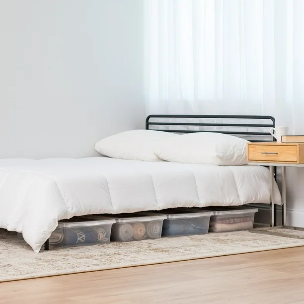 Mainstays 28 Quart Under bed Plastic Storage Box, Clear, Set of 4 - Walmart.com | Walmart (US)