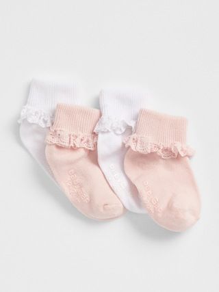 Toddler Lace Roll Crew Socks (4-Pack) | Gap (US)