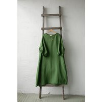 Apple Green Kimono Linen Dress Oversized Maxi With Pockets | Etsy (US)