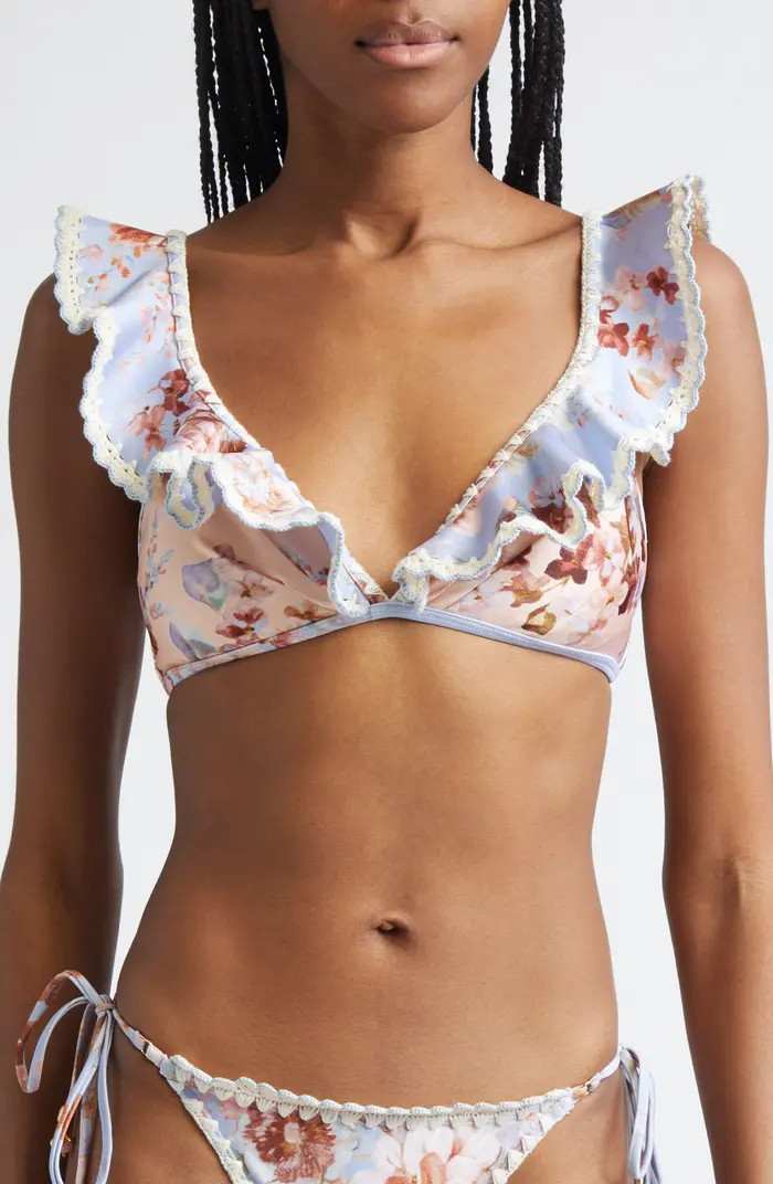 Awaken Crochet Trim Flutter Bikini Top | Nordstrom